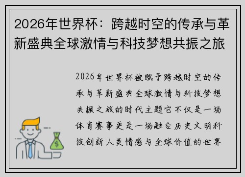2026年世界杯：跨越时空的传承与革新盛典全球激情与科技梦想共振之旅